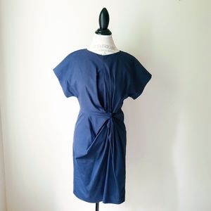 San Marino | Navy Front Knot Dolman Sheath Dress